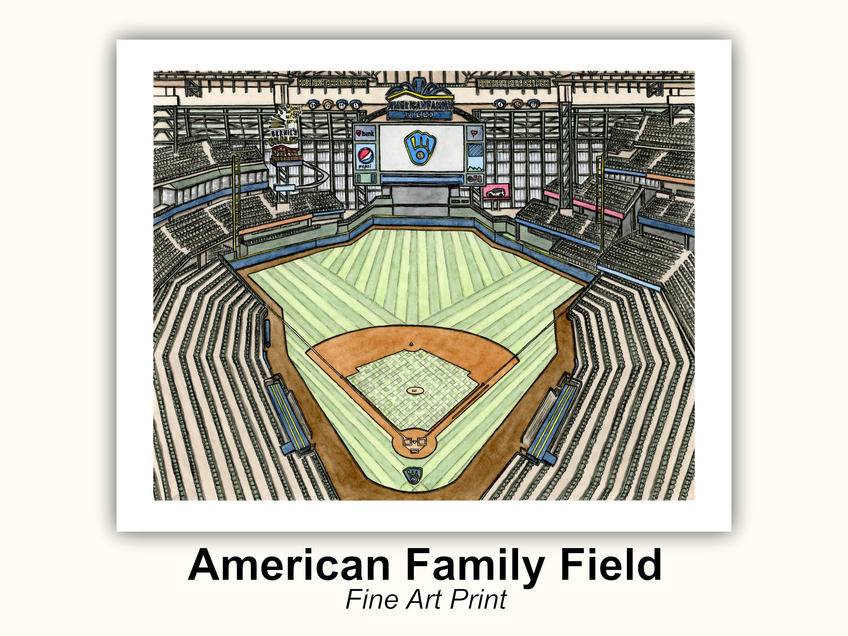 American Family Field miller Park County Stadium Art Print Etsy