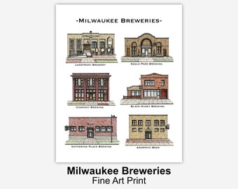 Milwaukee Breweries - Watercolor Art Print // Milwaukee Gift, Wall Art, Housewarming Gift, Graduation gift | Lynndale Print Shop