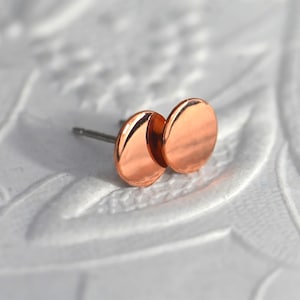 Copper Stud Earrings Round 3mm-14mm Tiny to Extra Large Earrings, Polished Finish - Brush Finish or Textured  Earrings, 100% Copper Earrings