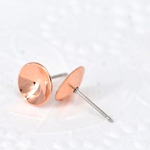 Copper Concave Stud Earrings Round 5mm-13mm Small - Medium - Extra Large Earrings Hammered or Polished Earrings Copper Concave Stud Earring