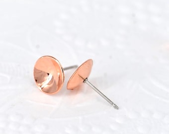 Copper Concave Stud Earrings Round 5mm-13mm Small - Medium - Extra Large Earrings Hammered or Polished Earrings Copper Concave Stud Earring