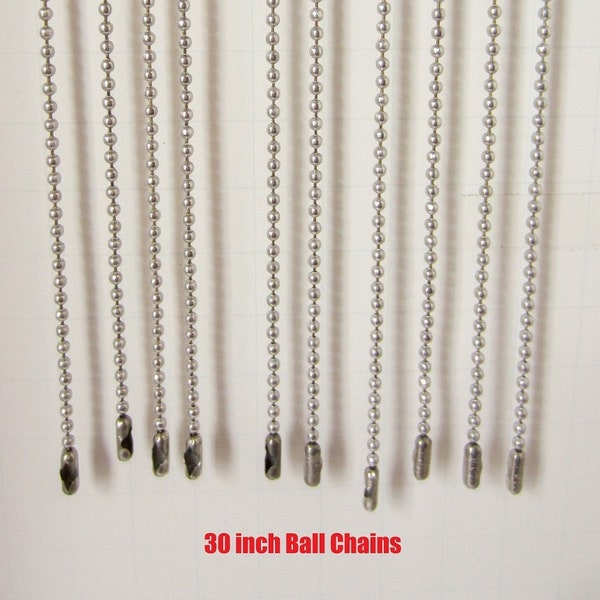 30 Inch Military Spec Stainless Steel Army Dog Tag 2.4mm Ball Chain Lot of 15 (SUPER SALE!!)