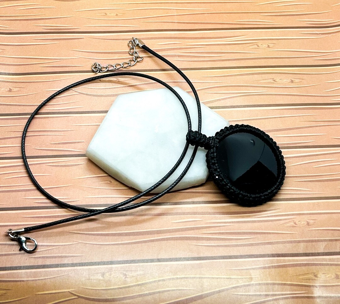 Emaya Handmade Macrame Necklace - Black Onyx