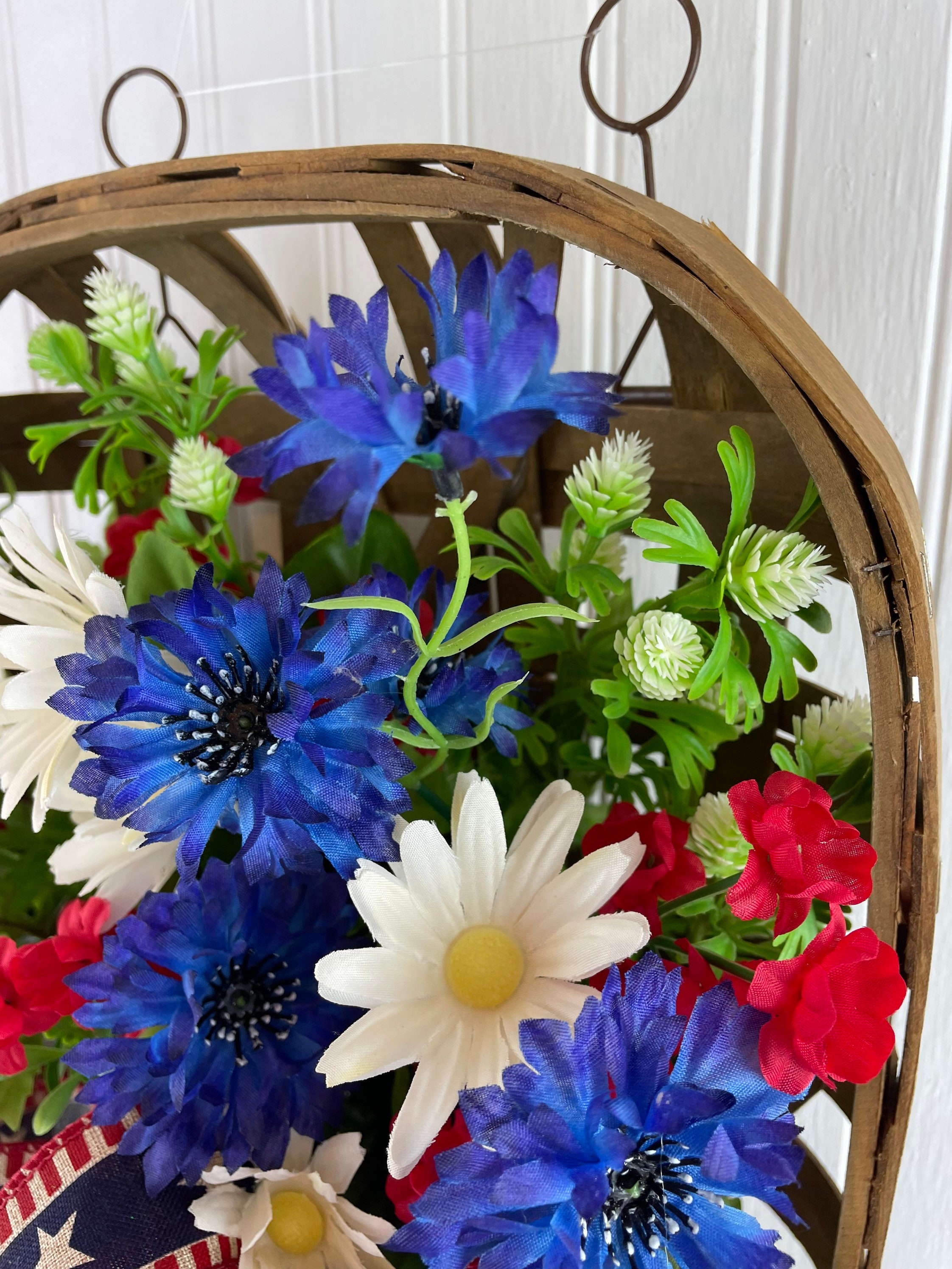 Patriotic Flower Tobacco Basket for Front Door Rustic Wall Etsy