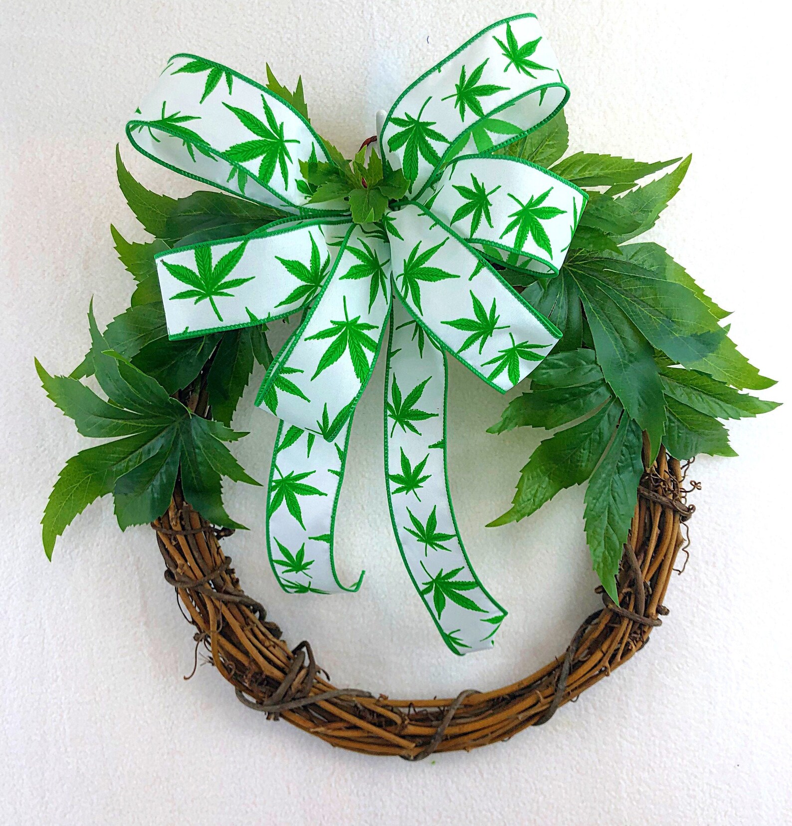 Small Artificial Weed Marijuana 420 Wreath Front Door or - Etsy