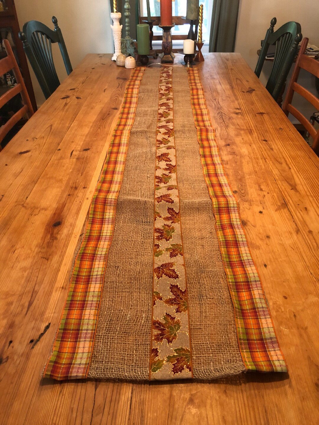 Farmhouse Fall Table Runner Burlap Fall Table Decor Etsy