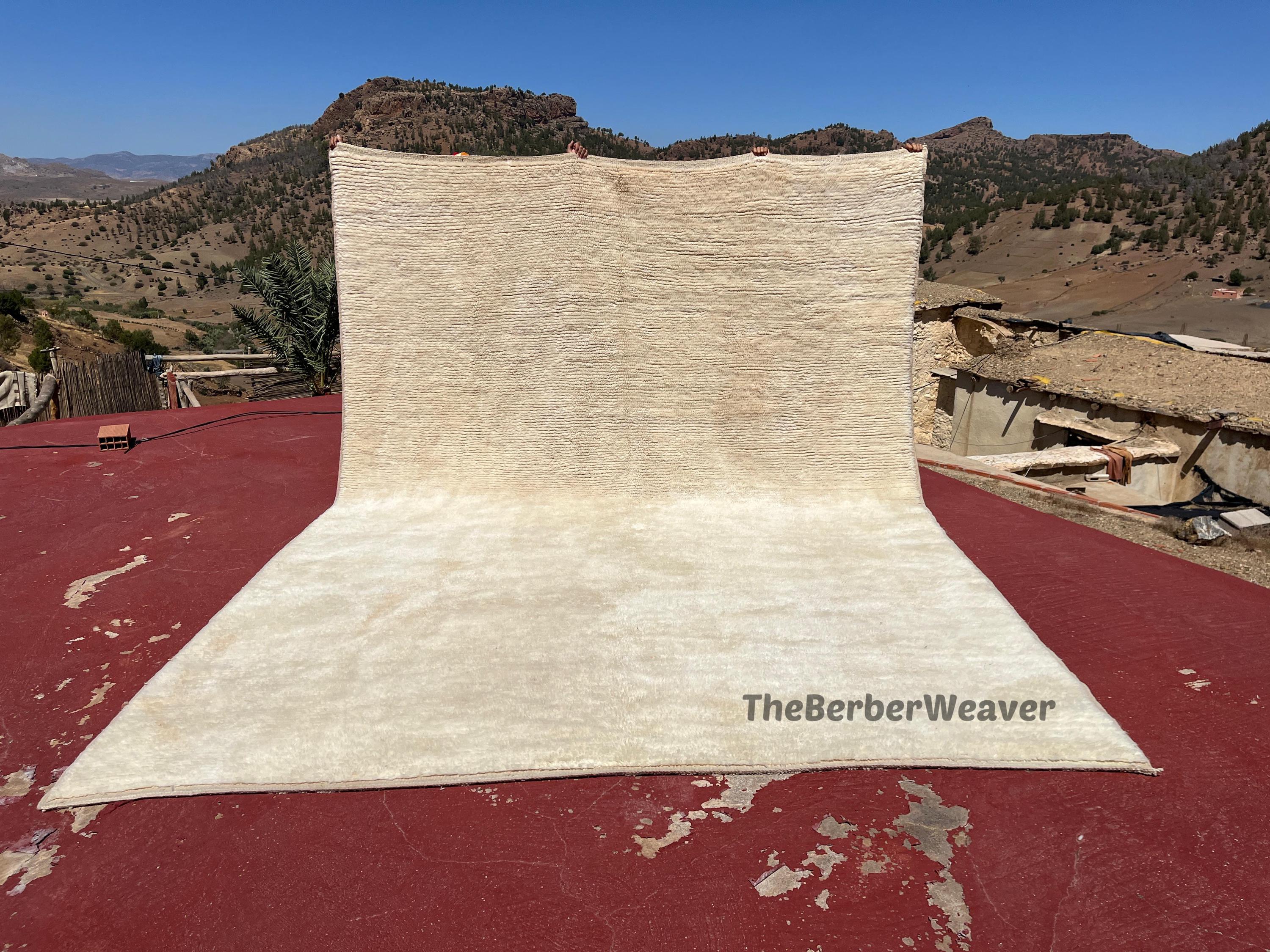 Grand Tapis Berbère à Damiers 180x115 Cm – 100% Laine De Mouton Naturelle, Tissé Main (Maroc)