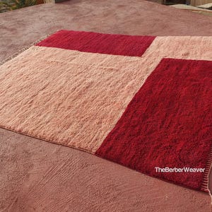 Moroccan Rug Pink Wine Red Beni Mrirt Wool Rug, Custom Rug, Tufted Rug, Living Room Rug, Nursery Rug, Boho Home Decor