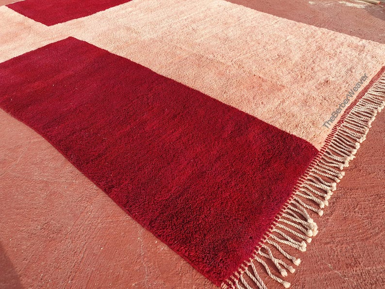 Moroccan Rug Pink Wine Red Beni Mrirt Wool Rug, Custom Rug, Tufted Rug, Living Room Rug, Nursery Rug, Boho Home Decor
