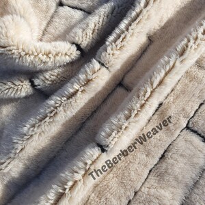 Handwoven Beni Mrirt Rug Off-White Modern Geometric Berber Custom Size Moroccan Area Wool Black hollow design