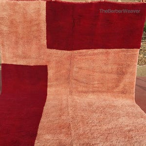 Moroccan Rug Pink Wine Red Beni Mrirt Wool Rug, Custom Rug, Tufted Rug, Living Room Rug, Nursery Rug, Boho Home Decor