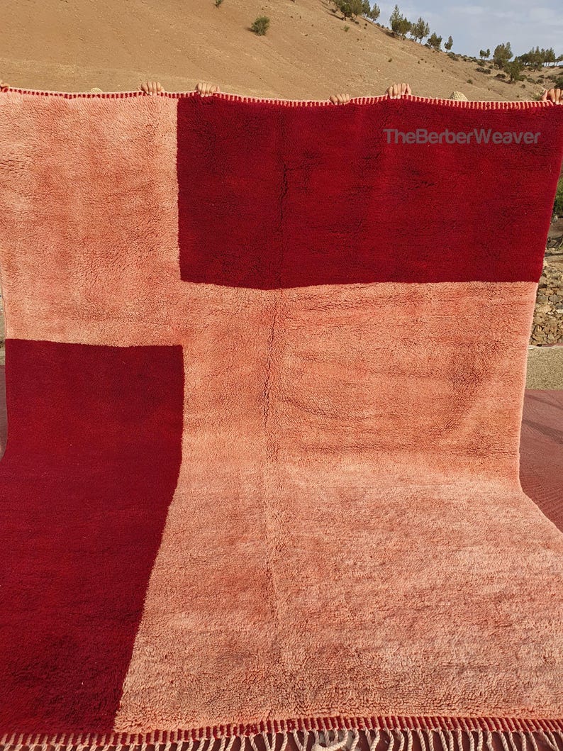 Moroccan Rug Pink Wine Red Beni Mrirt Wool Rug, Custom Rug, Tufted Rug, Living Room Rug, Nursery Rug, Boho Home Decor