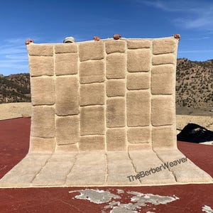 Checkered rug ,light Natural beige rug, Handmade rug ,beige color ,Moroccan rug, Wool Rug,Beni Mrirt rug, made to order