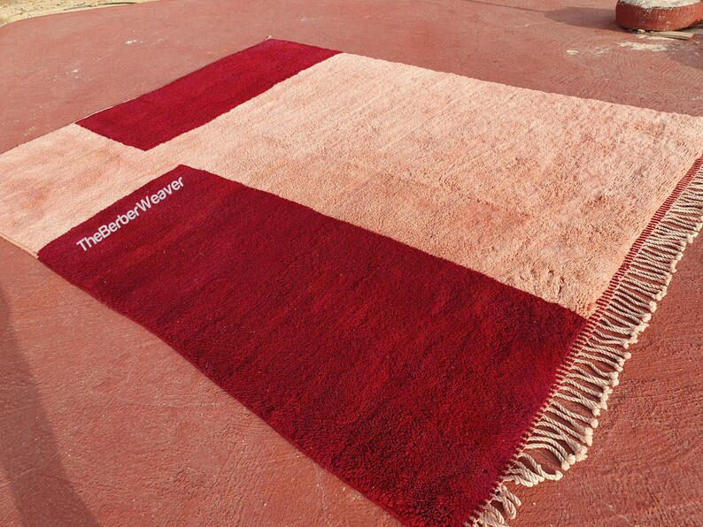 Moroccan Rug Pink Wine Red Beni Mrirt Wool Rug, Custom Rug, Tufted Rug, Living Room Rug, Nursery Rug, Boho Home Decor