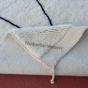 Handmade Striped Moroccan Wool Rug - Off White Black Lines Beni Mrirt Berber Custom Size Area Carpet, made to order