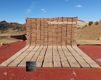 Alfombra gris oliva a cuadros con diseño hueco en negro, alfombra de lana hecha a mano, alfombra marroquí, alfombra Mrirt, hecha a pedido