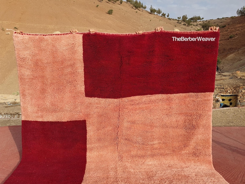 Moroccan Rug Pink Wine Red Beni Mrirt Wool Rug, Custom Rug, Tufted Rug, Living Room Rug, Nursery Rug, Boho Home Decor