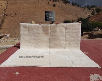Moroccan White rug, Benimrirt rug, Moroccan handmade Wool Rug, cozy rug, Beni Mrirt rug, fluffy area rug, Custom Size Berber Rug
