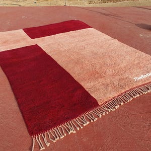 Moroccan Rug Pink Wine Red Beni Mrirt Wool Rug, Custom Rug, Tufted Rug, Living Room Rug, Nursery Rug, Boho Home Decor