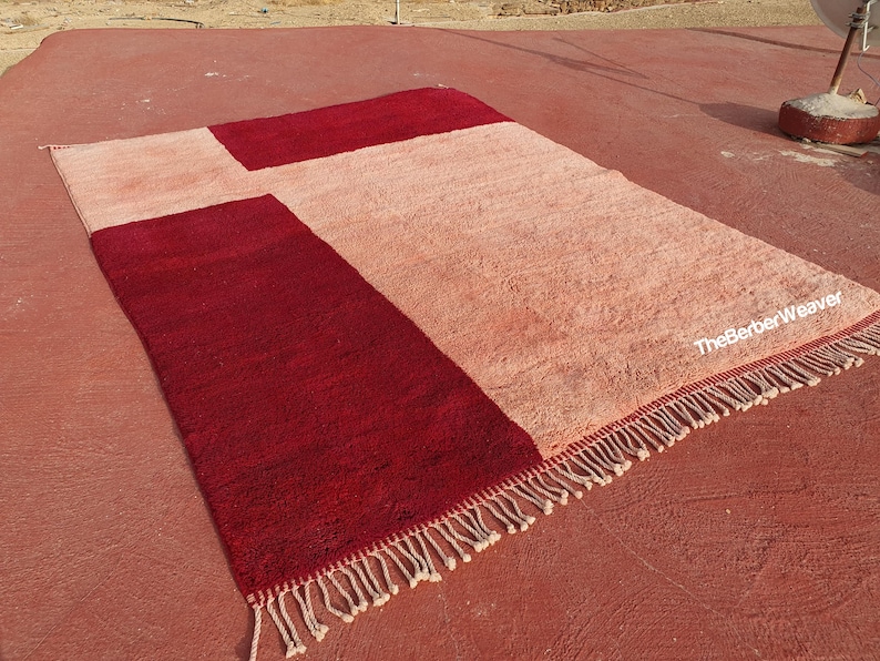 Moroccan Rug Pink Wine Red Beni Mrirt Wool Rug, Custom Rug, Tufted Rug, Living Room Rug, Nursery Rug, Boho Home Decor