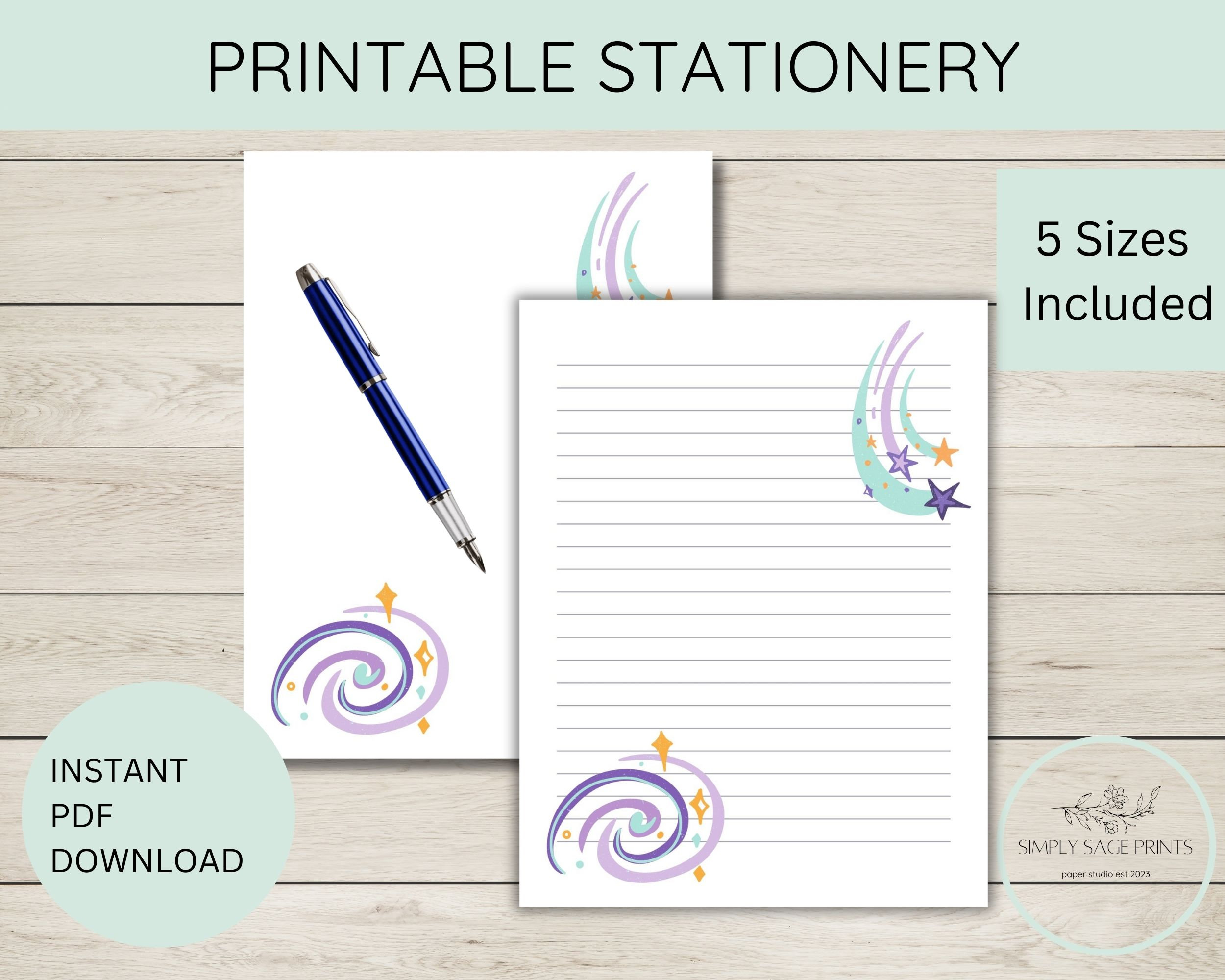 Outer Space Stationery: Printable Letter Writing Paper (PDF Download ...
