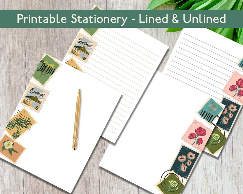 PRINTABLE Stationery Instant Download PDF Pen Pals Postage Mail Letter