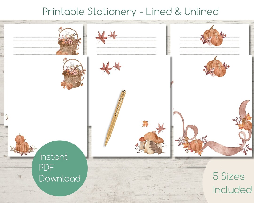 PRINTABLE Pumpkin Stationery | Instant PDF Download Stationary | Fall ...
