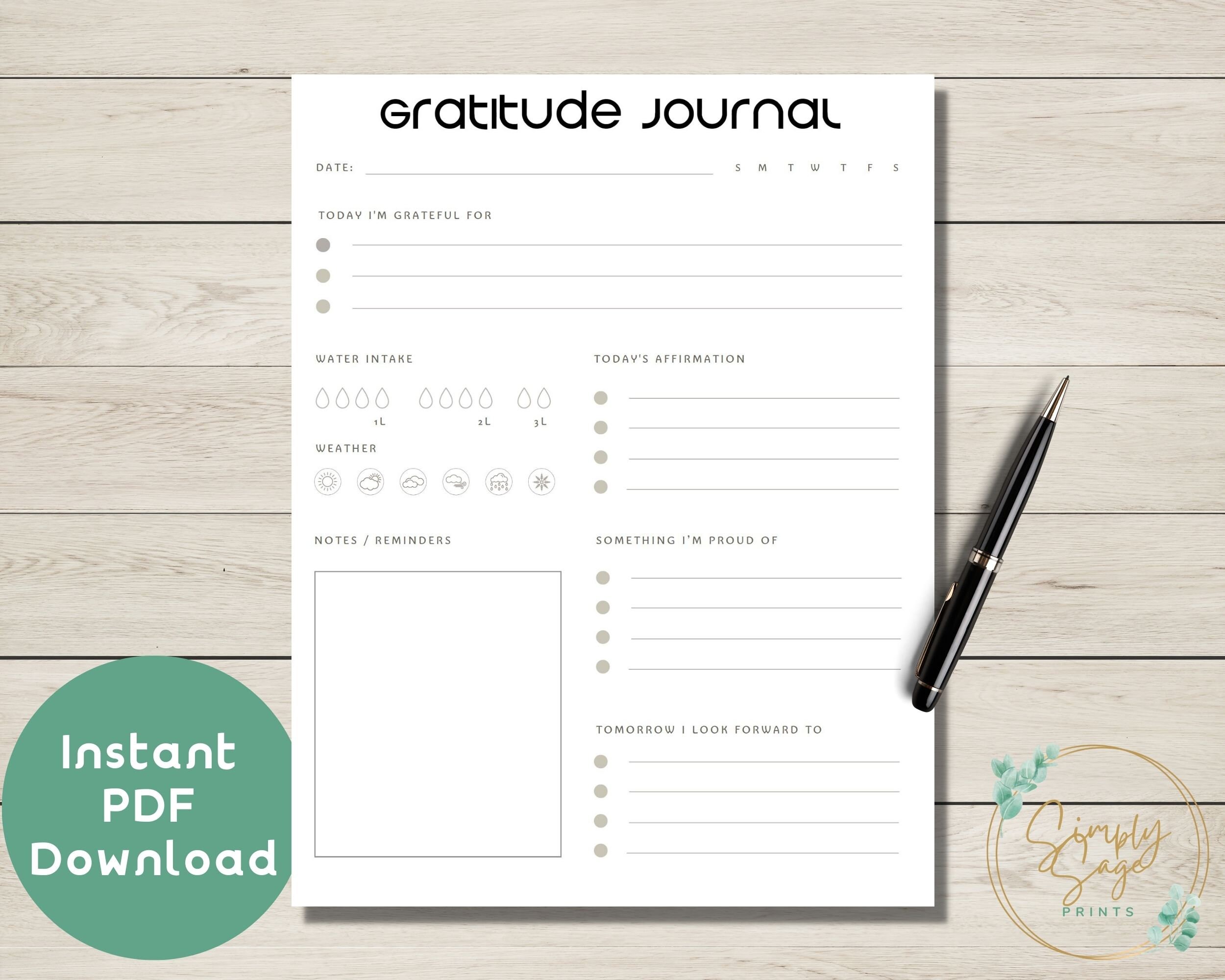 Gratitude Journal Printable: Minimalist Planner Page (PDF Download) - Etsy
