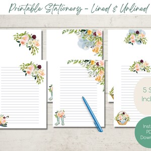 Papelería IMPRIMIBLE Spring Showers / Descarga instantánea PDF / Estacionario / Forrado / Sin forro / Correo postal / Escritura de cartas florales / Papel de notas