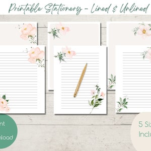 Kids Letter Writing Set Girls Lined Stationery Paper Floral Print Camp  Letter Lined Stationary Peach Green Lined Stationary for Kids 