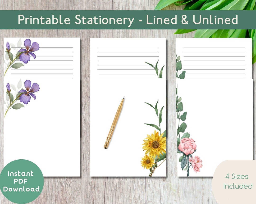 PRINTABLE Stationery Instant PDF Download Pen Pals Letter Writing Lined ...