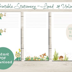 Papelería IMPRIMIBLE / Descarga instantánea de PDF / Amigos por correspondencia / Escritura de cartas / Forrado / Sin forro / Niños / Maestros / Papel de escritura / Estacionario