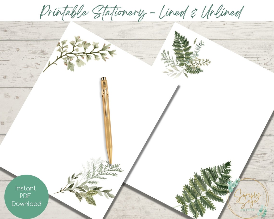 PRINTABLE Instant Download Stationery Leaves Nature Letter Writing ...