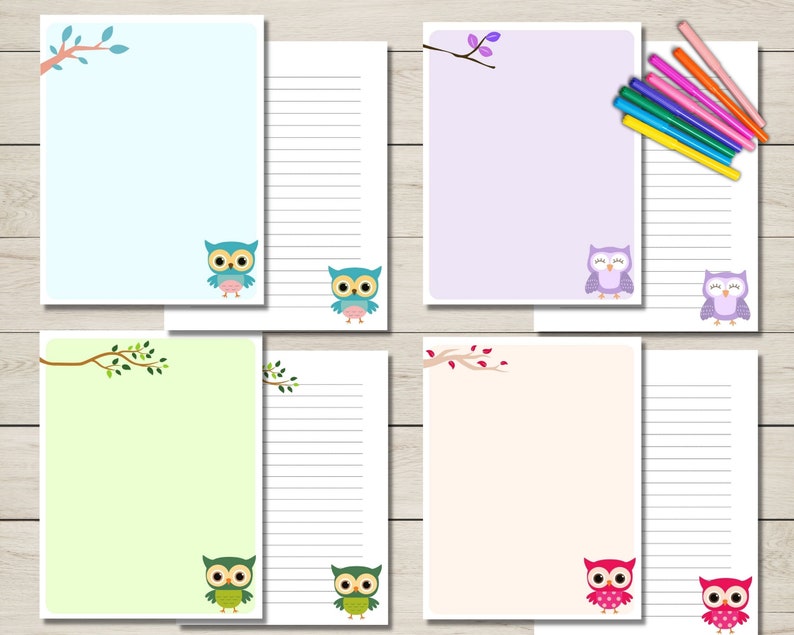 PRINTABLE Owl Stationery| Instant PDF Download | Pen Pals | Letter ...