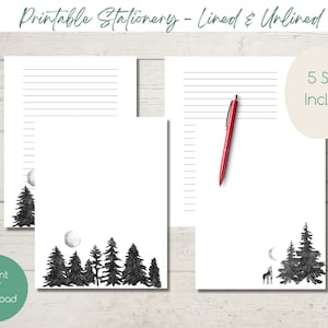 AFDRUKBARE briefpapier boswolf | Direct downloaden | Notitiepapier | Brieven schrijven | Gevoerd en ongevoerd | US Letter, A4, A5 Happy Planner