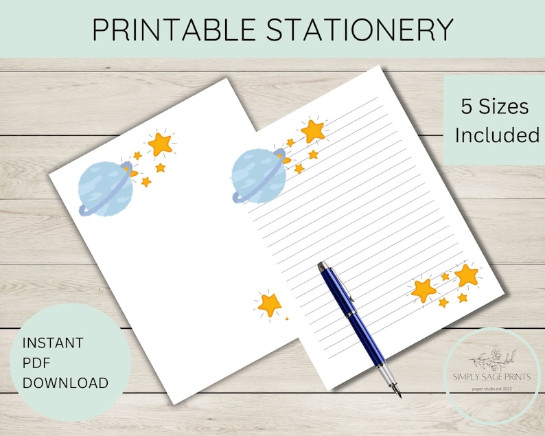 Outer Space Stationery: Printable Letter Writing Paper (PDF Download ...