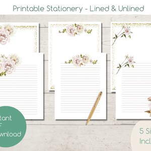 Papel de papelería IMPRIMIBLE / A4 / Carta de EE. UU. / Forrado sin forro / Papel de escritura de cartas digitales / Calabaza floral / Descarga instantánea / Estacionario