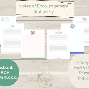 Papelería IMPRIMIBLE / Notas de aliento / Descarga instantánea de PDF / Maestros / Niños / Escritura de cartas / Padres / Estacionario / Notas