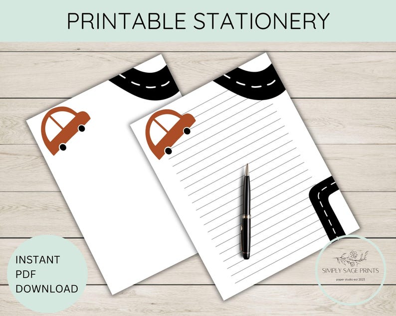 PRINTABLE Stationery Instant Download PDF Penpals Cars Driving Letter ...