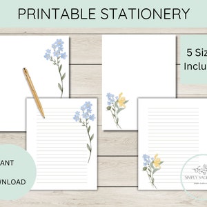 Papelería IMPRIMIBLE, Bluebell Floral, Descarga instantánea, Escritura de cartas, Planificador feliz, Papel de notas, Carta de EE. UU., Papel de escritura, A4, Estacionario
