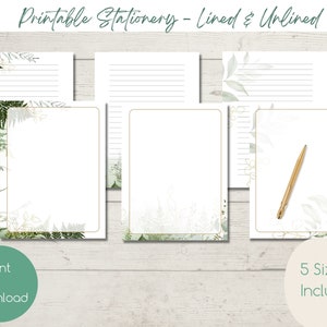PRINTABLE Stationery Paper | A4 | US Letter | Lined Unlined | Digital Letter Writing Paper | Golden Leaves | Instant Download | Stationary