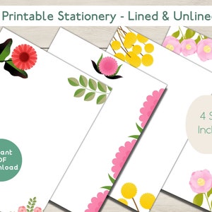 Papeterie IMPRIMABLE | Téléchargement instantané du PDF | Stationnaire | Fleurs | Rédaction de lettres | A4 | A5 | doublé | Non doublé | Enfants | Papier à lettres