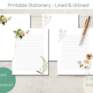 AFDRUKBARE briefpapier | Direct PDF-download | Bloemen | Brieven schrijven | Gevoerd | Ongevoerd | Bloemenbij | Leraren | Schrijven | Stationair