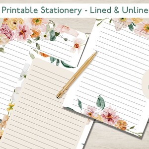 AFDRUKBARE bloemenbriefpapier | Papier | Leraren brieven schrijven| Penvrienden | Gevoerd | Ongevoerd | Amerikaanse brief | A4 | A5