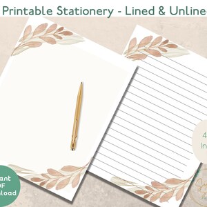 DRUCKBARE Neutral Briefpapier | Sofort PDF Download | Minimal Blatt | Liniert & Ungefüttert | US Letter, A4, A5, Happy Planner | Notizpapier