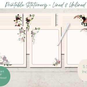 Papelería IMPRIMIBLE Spring Showers / Descarga instantánea PDF / Estacionario / Forrado / Sin forro / Correo postal / Escritura de cartas florales / Papel de notas