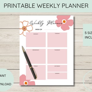Printable Weekly Planner Page: Minimalist Design (PDF Download)