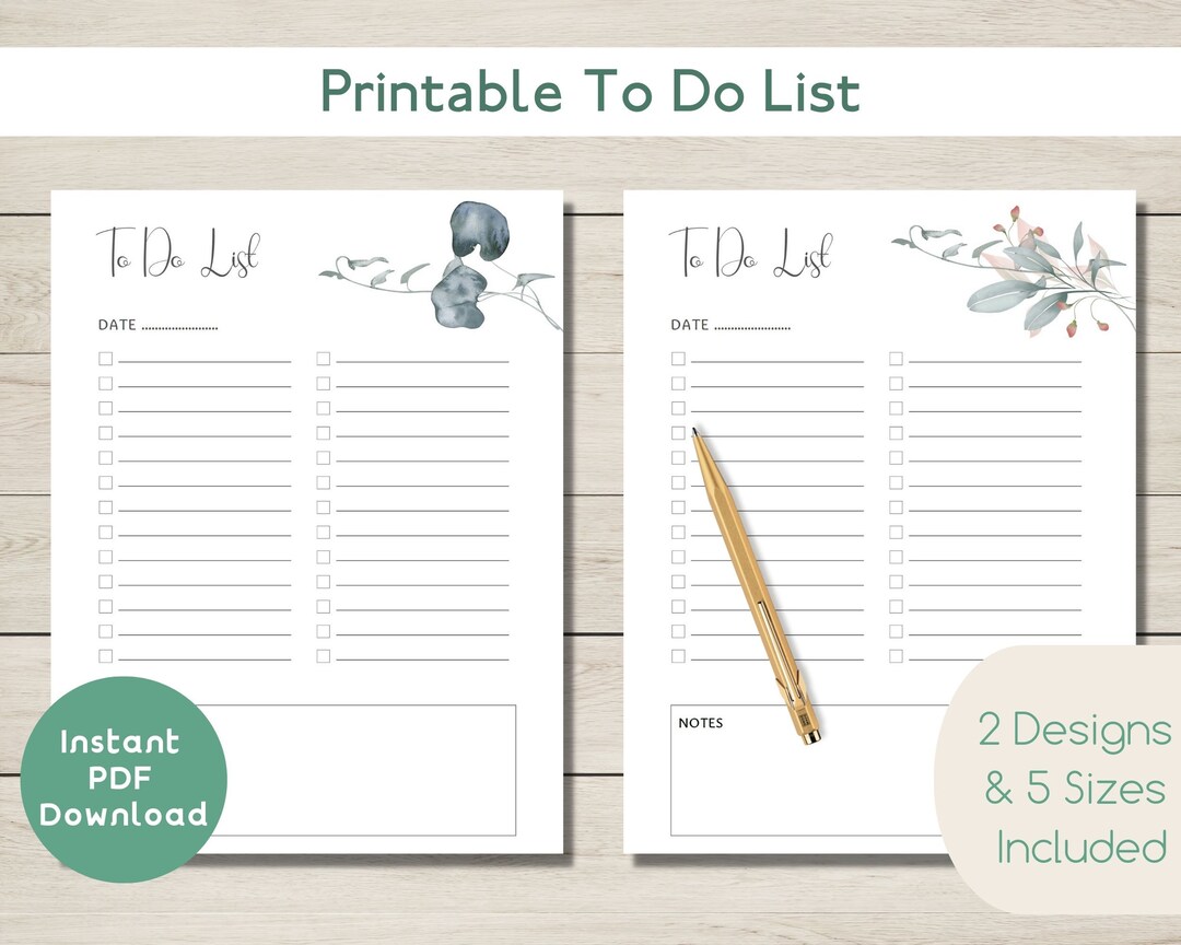PRINTABLE to Do List Instant PDF Download Minimal Floral Checklist ...