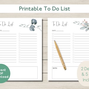 Lista de tareas IMPRIMIBLE / Descarga instantánea de PDF / Floral mínimo / Lista de verificación / Organizar / Carta de EE. UU. / A4 / A5 / Profesores / Escritura / Estacionario