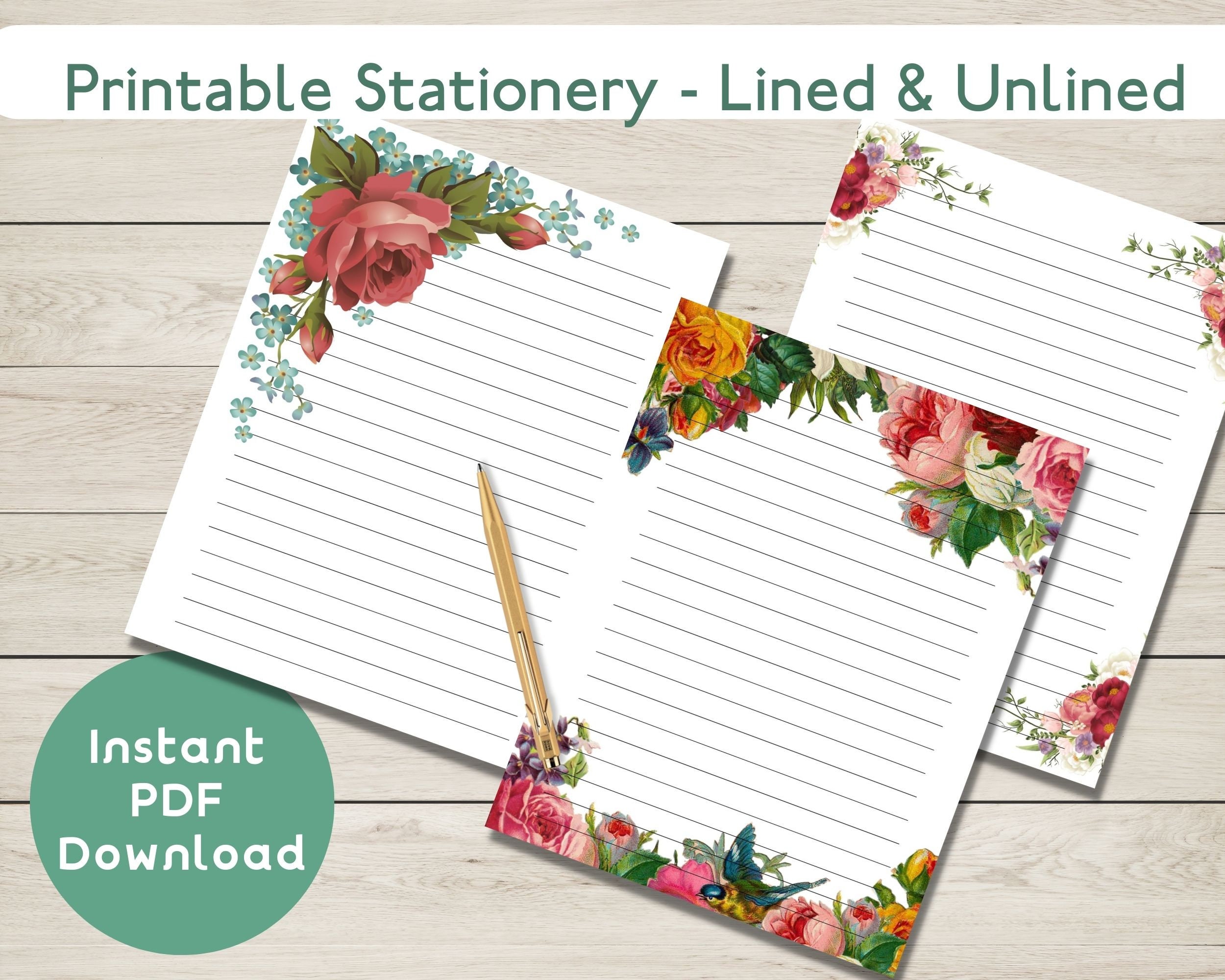 PRINTABLE Stationery PRINTABLE Stationary Instant Download Penpals ...